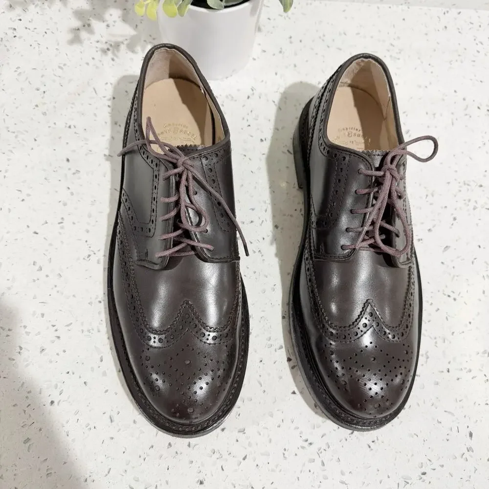 J. crew Preston Leather Wing Tips Dress Shoes Brown Leather Size 8.5 Business
